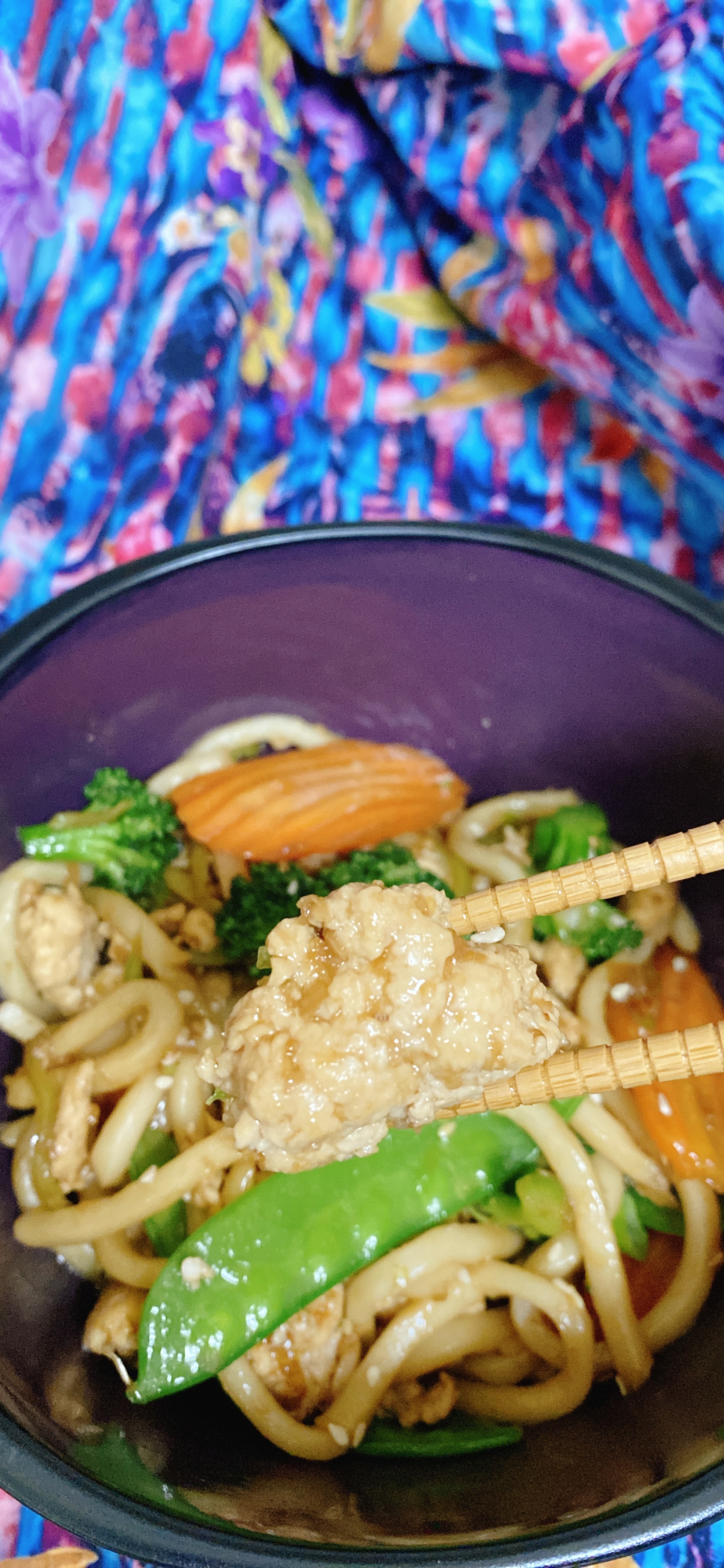 Quick Sesame Chicken Noodle Bowl