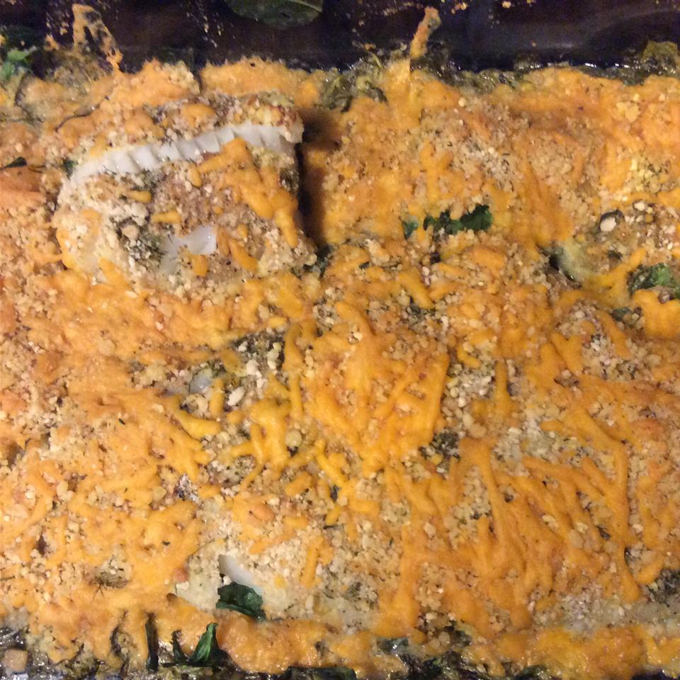 Crunchy Cheesy Fish and Spinach Casserole