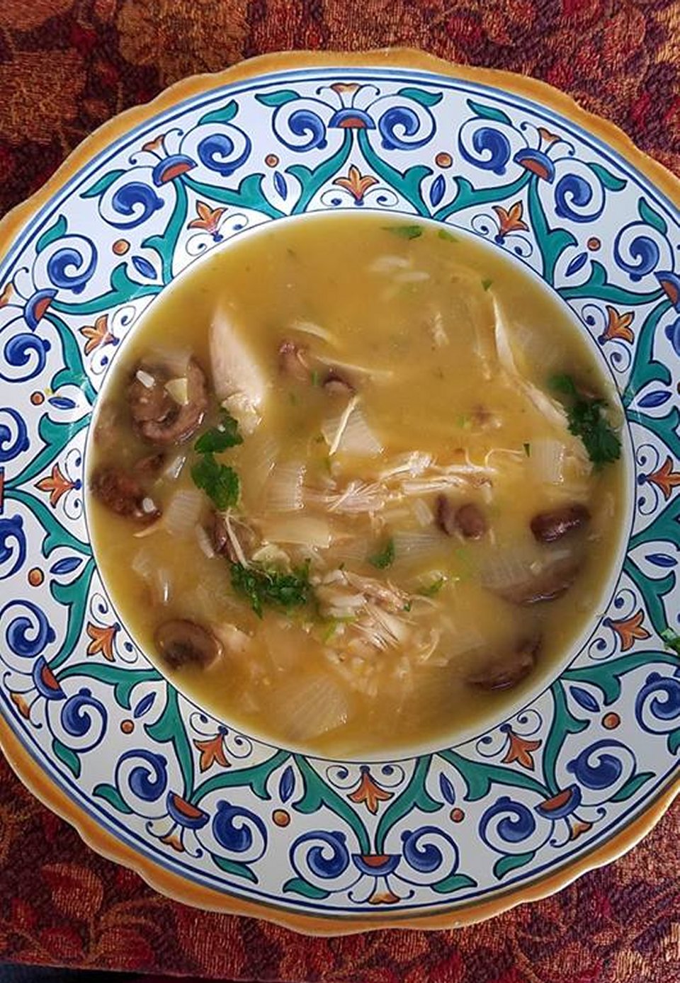 Lemony Mushroom-Chicken Soup with Rice