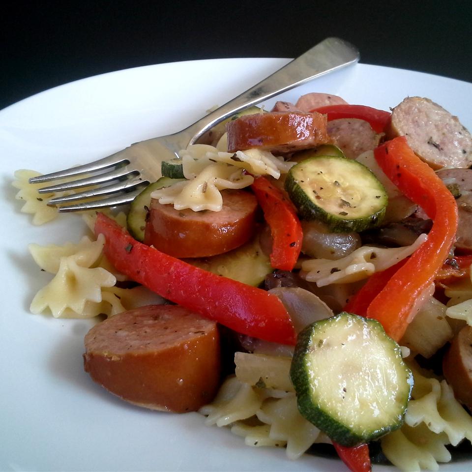 Sausage Stir Fry with Bow Tie Pasta