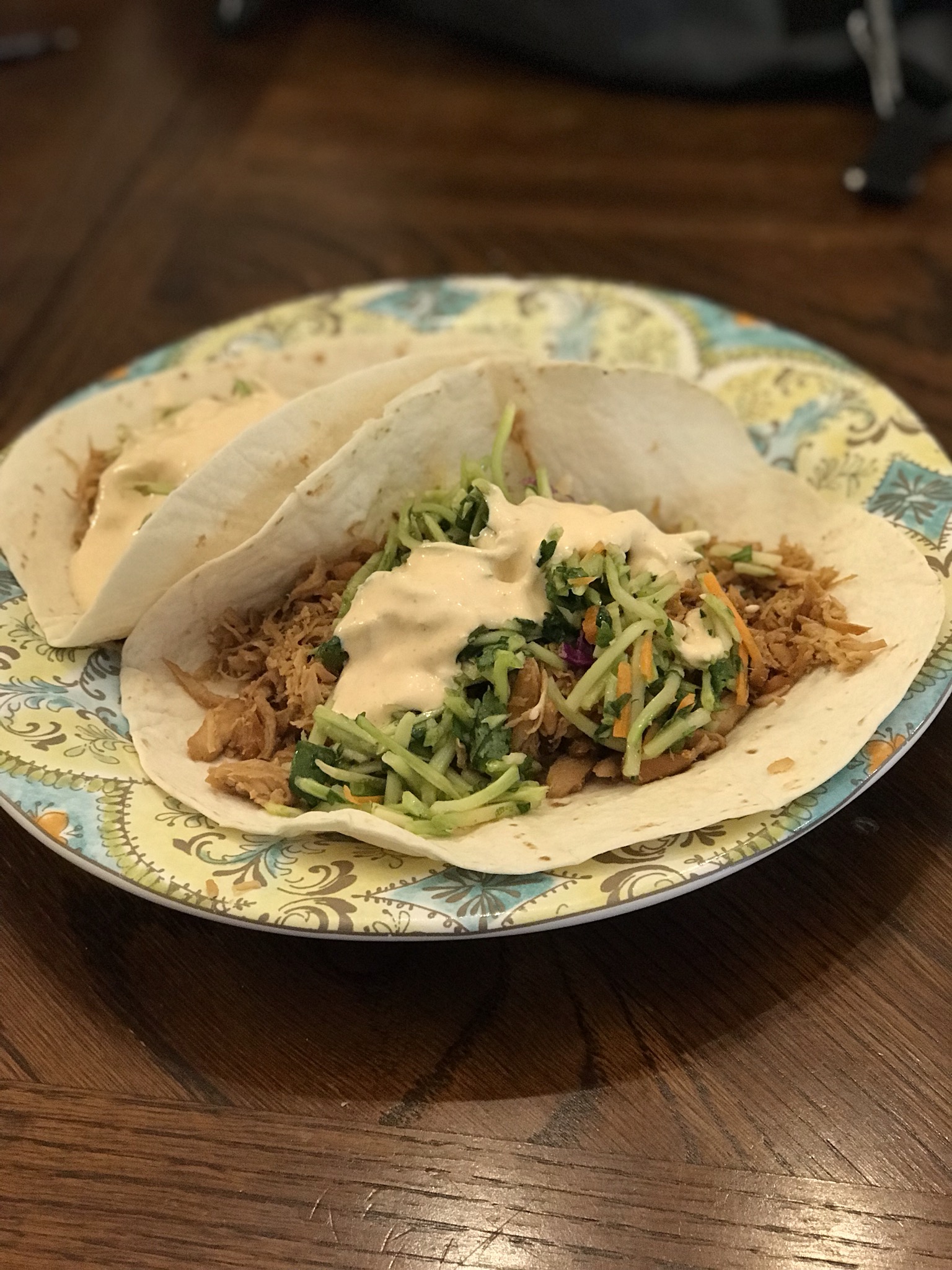Slow Cooker Asian Chicken Tacos with Broccoli Slaw