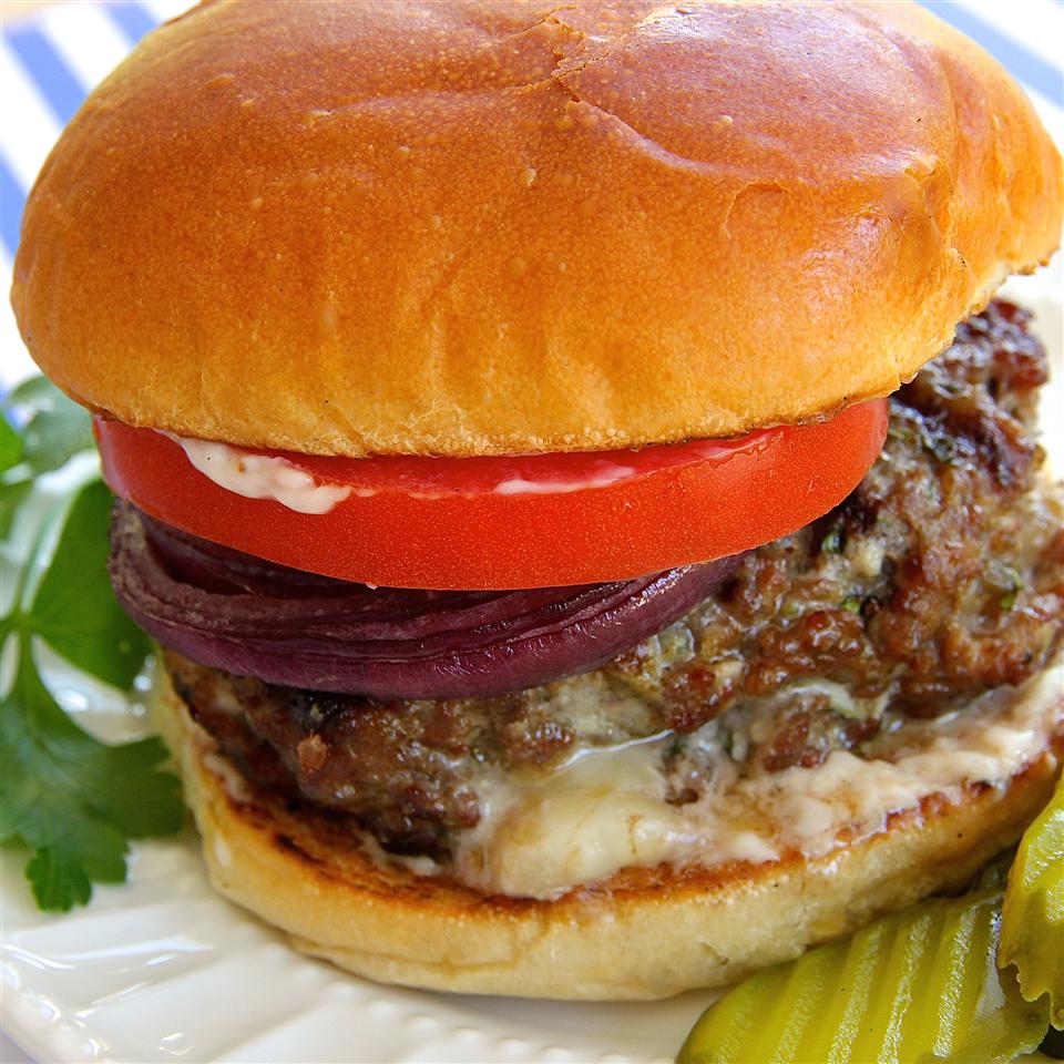 Grilled Gorgonzola-Basil Burgers