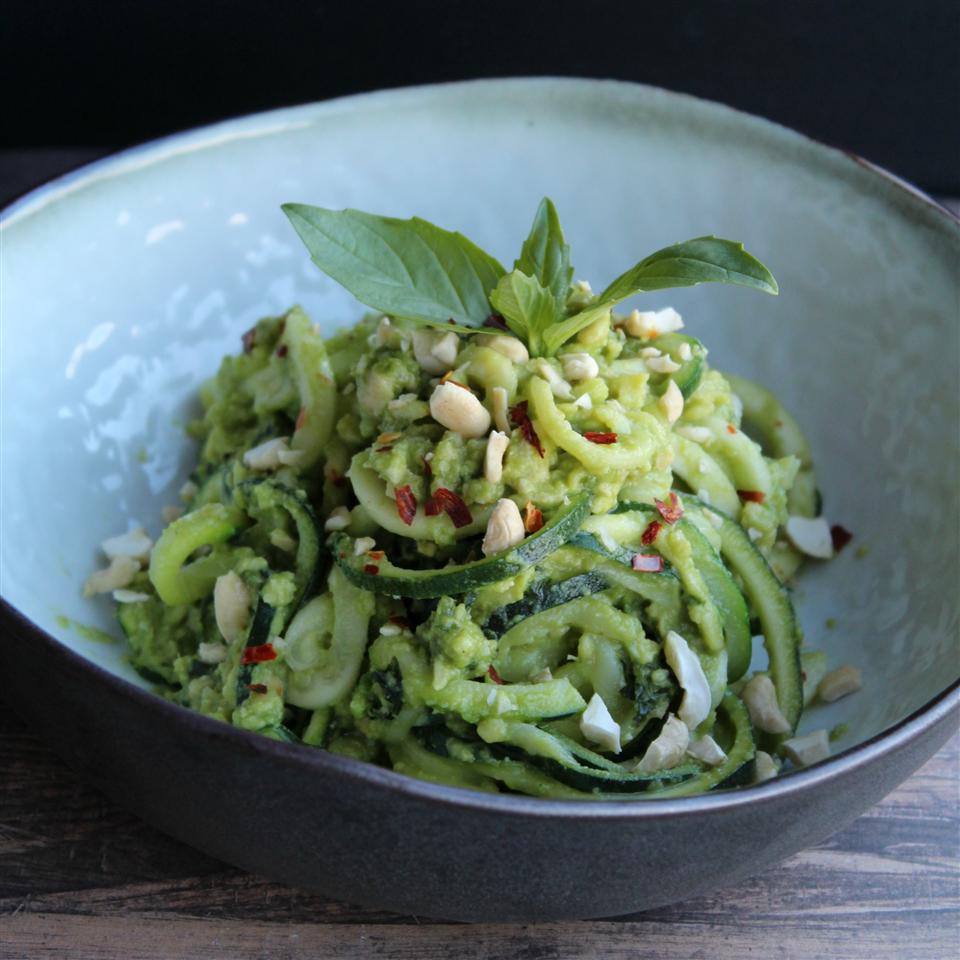 Avocado Pesto with Zucchini Pasta
