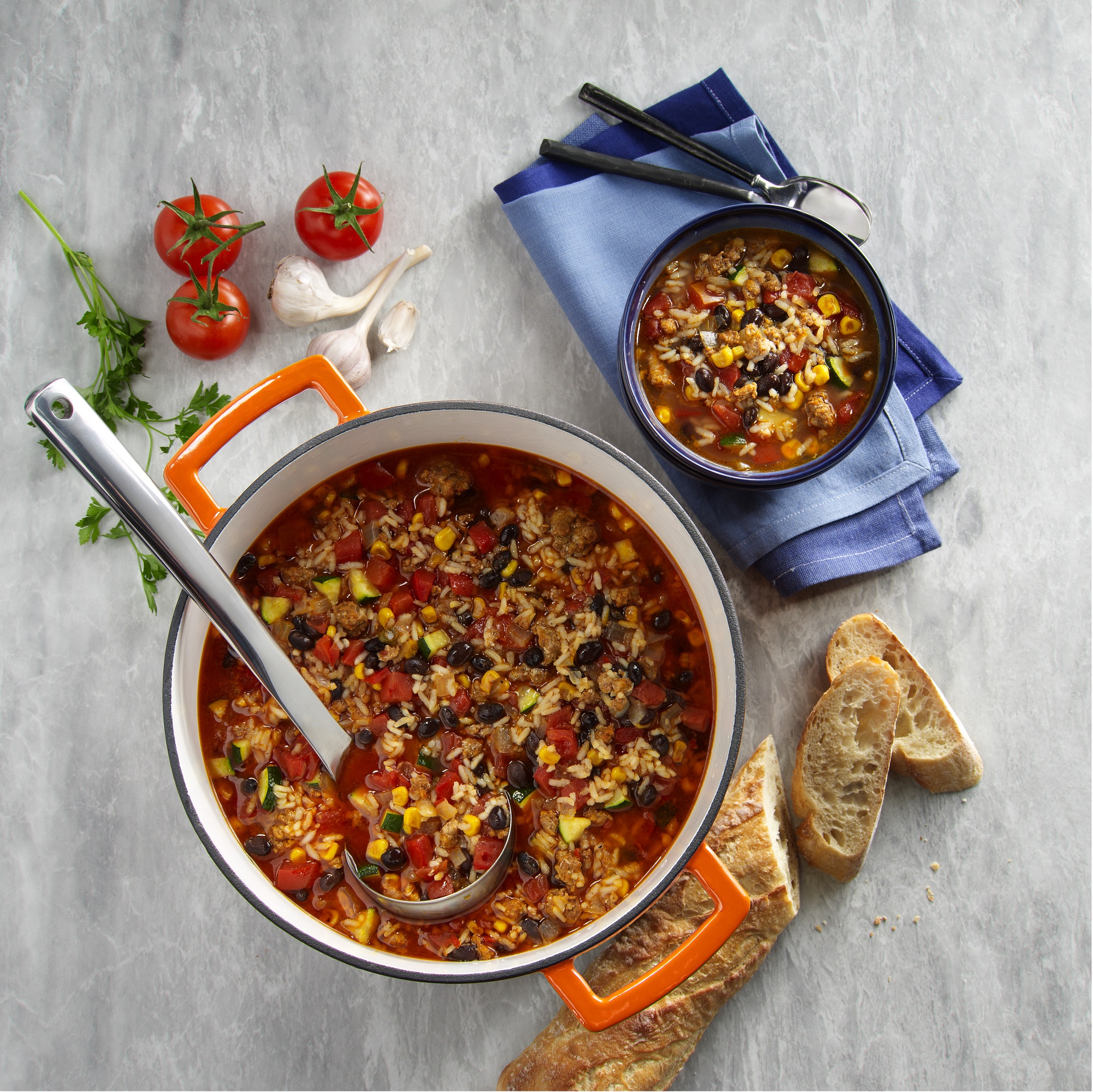 Savory Chorizo Sausage, Rice & Bean Soup