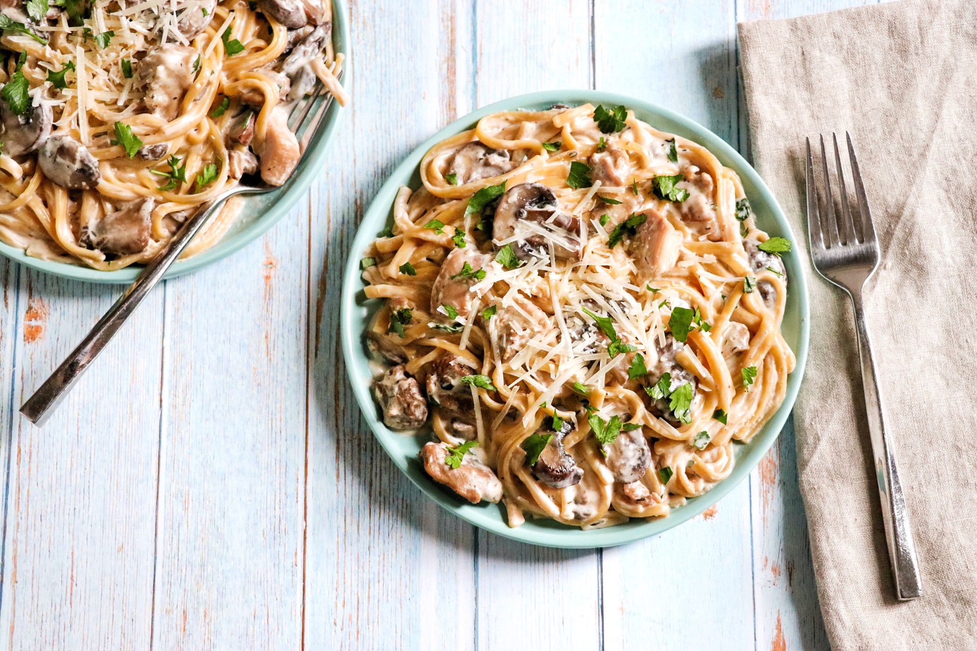 Instant Pot® Creamy Pasta with Chicken Thighs and Mushrooms