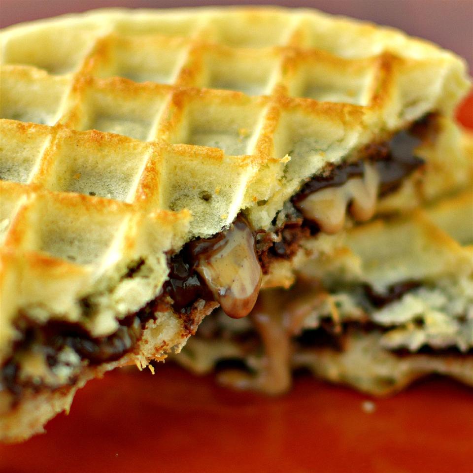 Peanut Butter Chocolate Waffle Sandwich