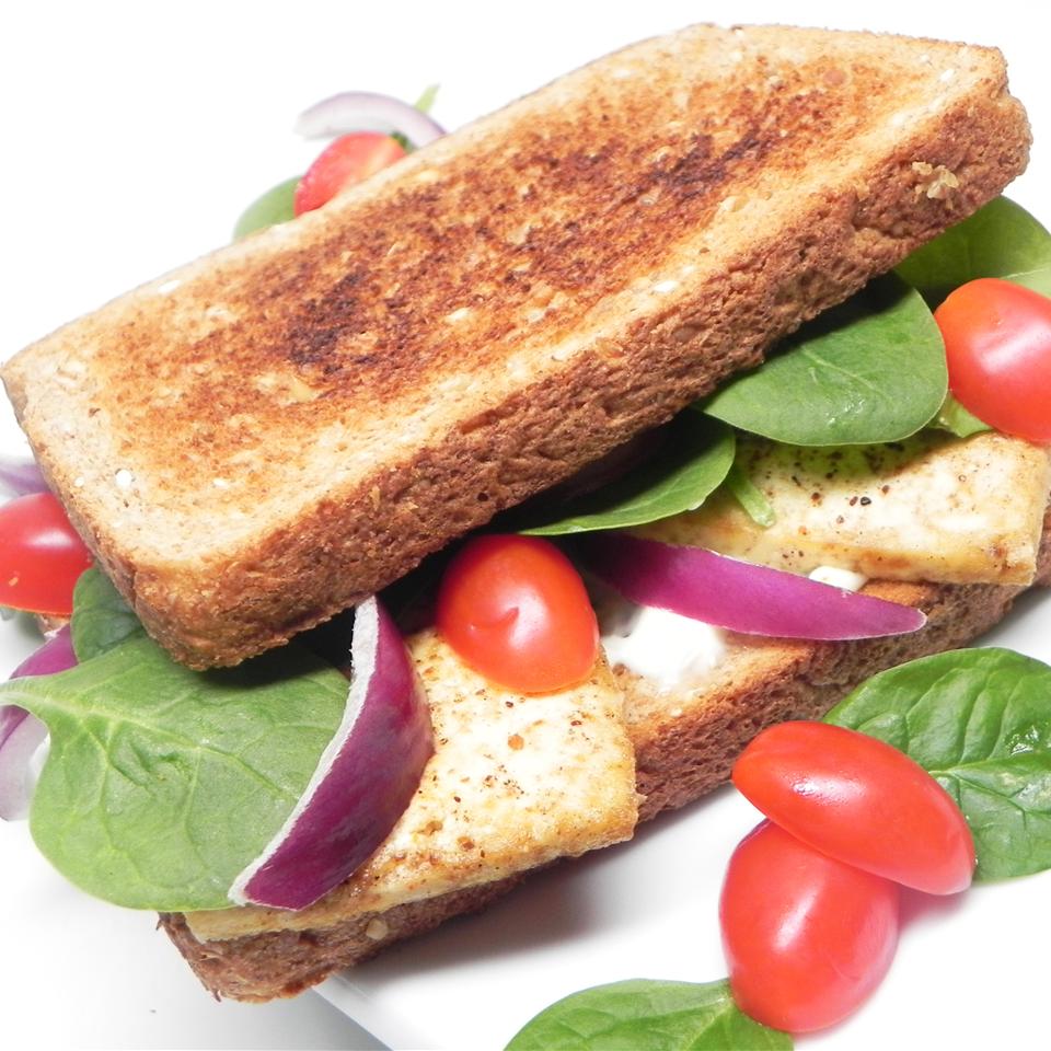 Broiled, Marinated Tofu Sandwich