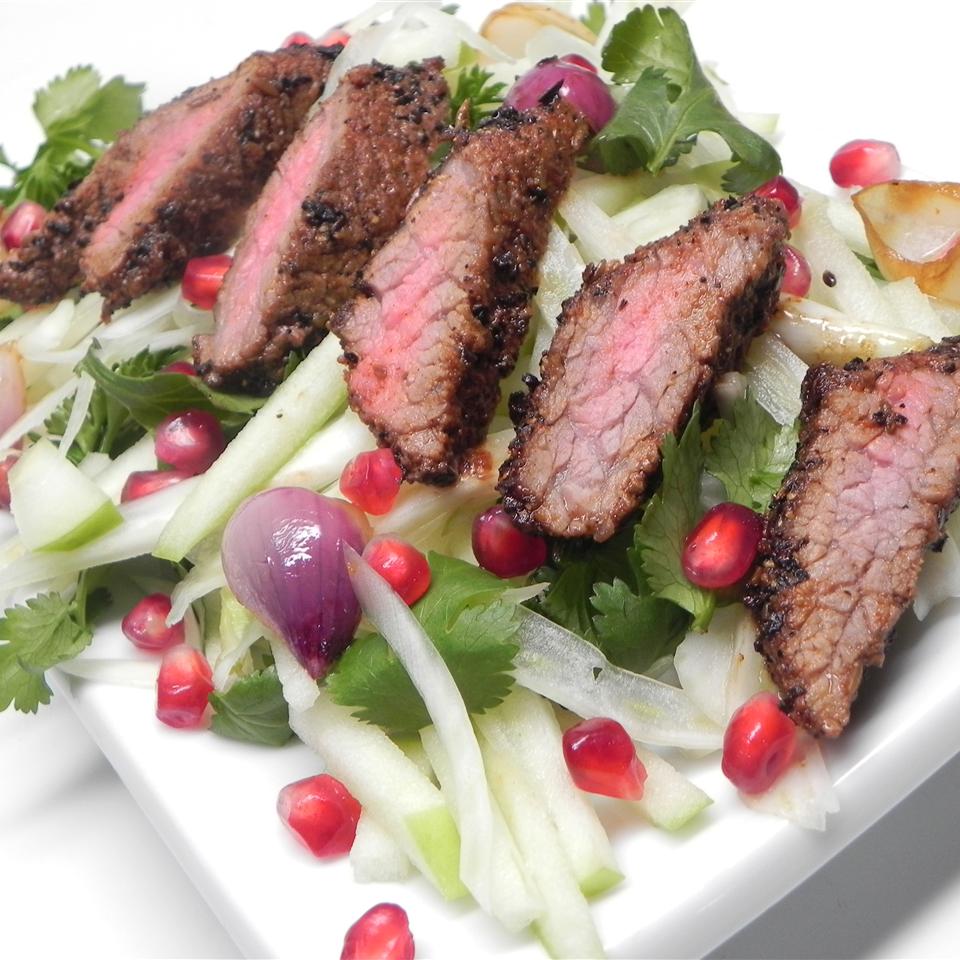 Gabe's Coffee-Crusted Hanger Steak with Apple, Fennel, and Herb Salad