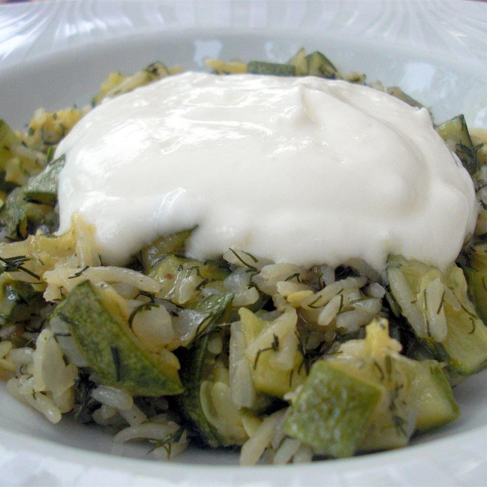 Zucchini with Dill Weed and Garlic-Yogurt Sauce
