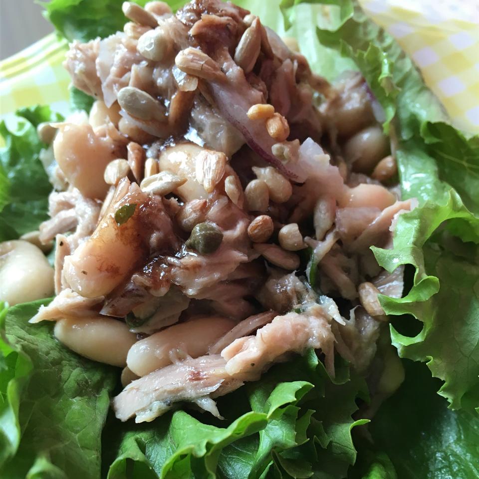 Tuna and White Bean Lettuce Wraps with Balsamic Syrup