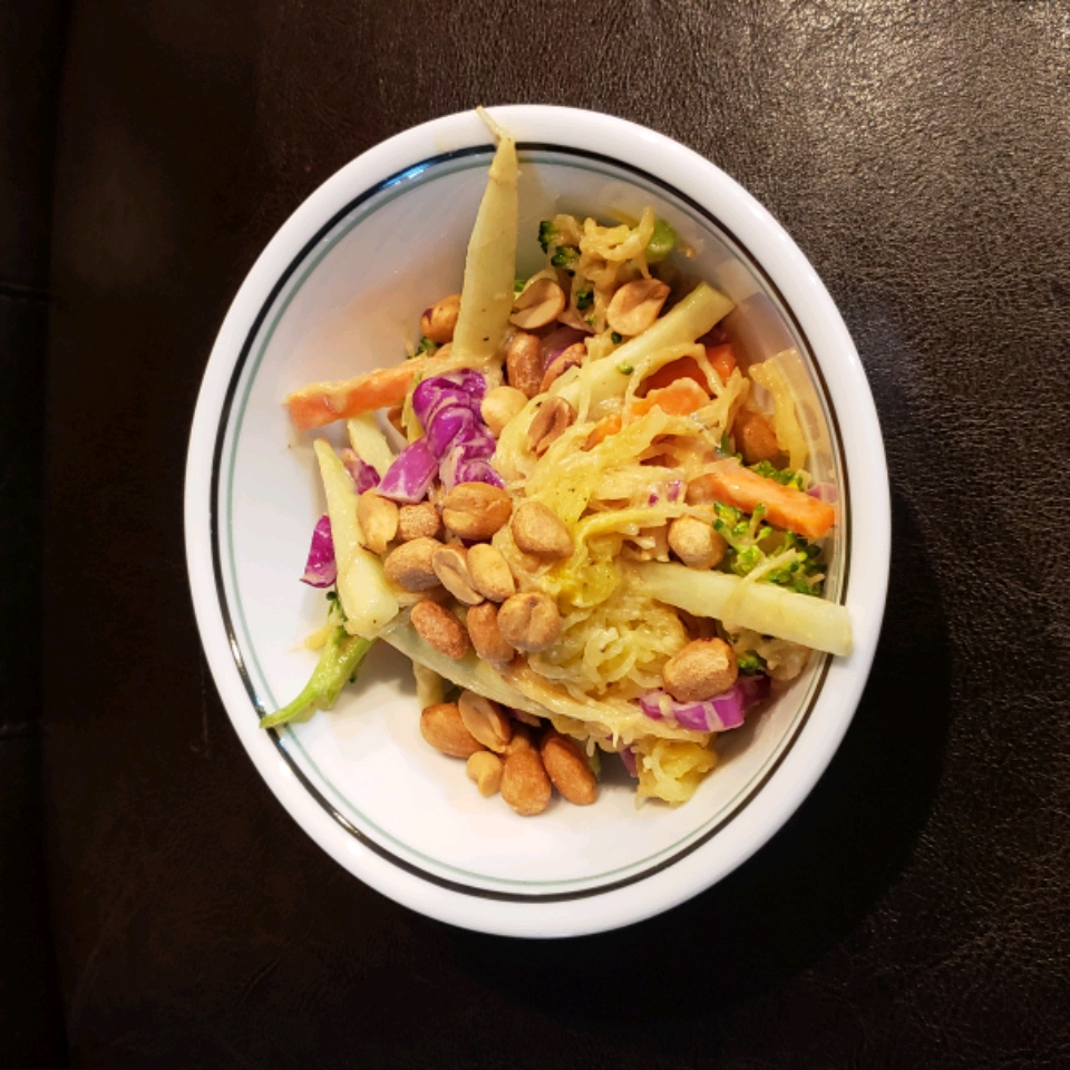 Vegan Spaghetti Squash Noodle Salad with Peanut Sauce