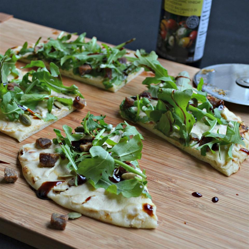 Arugula and Hummus Mini Pizzas