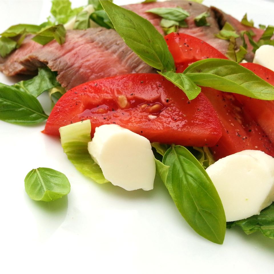 Caprese Salad with Grilled Flank Steak